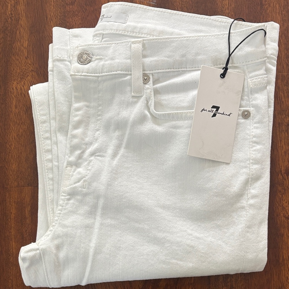 NWT 7 For All Mankind Women's White Boot Cut Jeans Sz 30